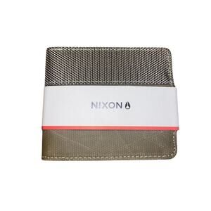 Nixon Leather Logo Origami Showdown Falcon Brown Canvas BiFold Wallet NWT